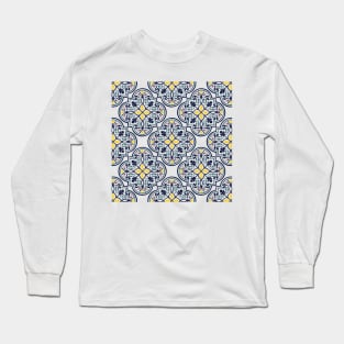 Blue Portuguese tile pattern Long Sleeve T-Shirt